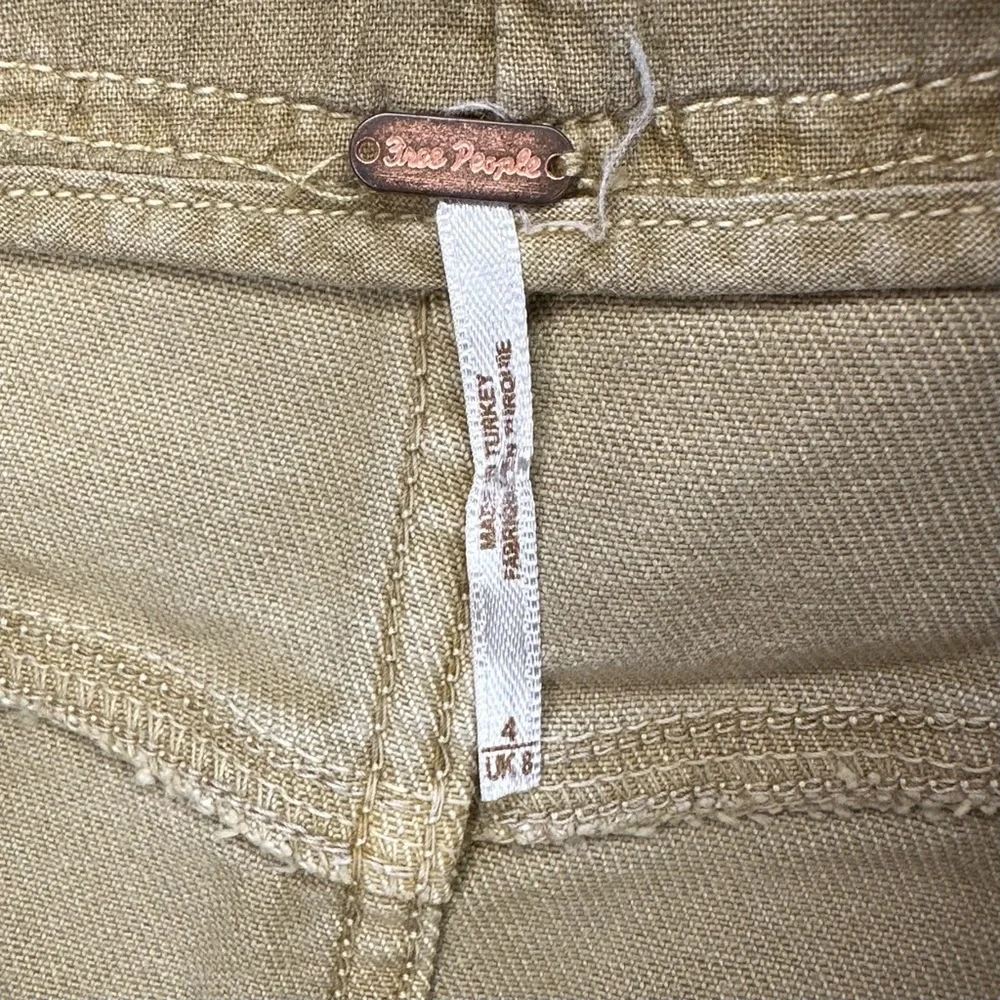 Free People Tan Back Buckle Distressed Mini Skirt Casual